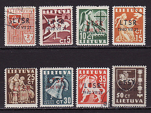 Литва, 1941, Стандарт, Надпечатка Литовская ССР, 8 марок